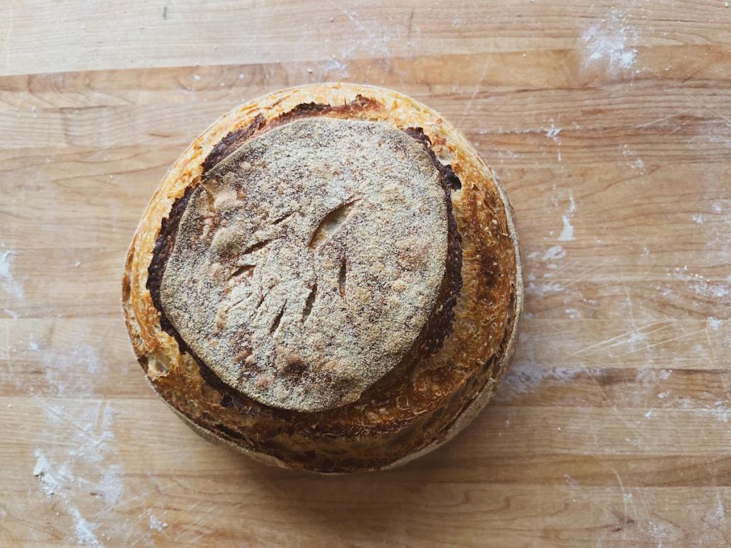 overhead shot of sourdough bread