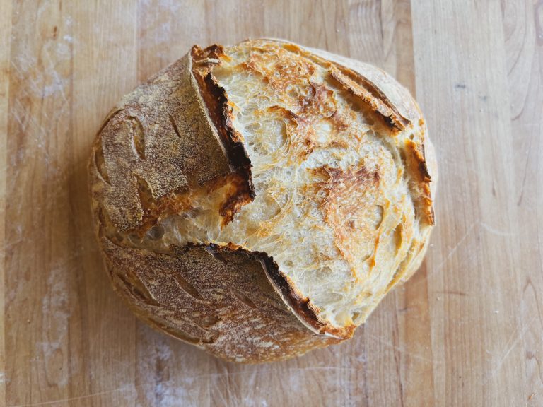 sourdough bread on a cutting board